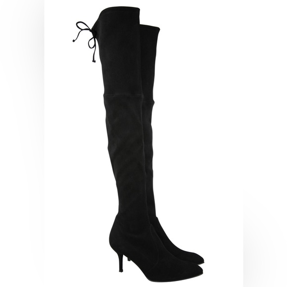 STUART WEITZMAN Black Suede Solid Tiemodel Over-The-Knee Boot - Picture 6 of 11